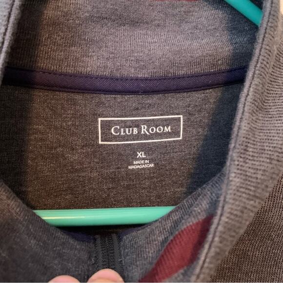 Club Room Gray Stripe Quarter Zip Pullover Mens Top - Picture 3 of 6